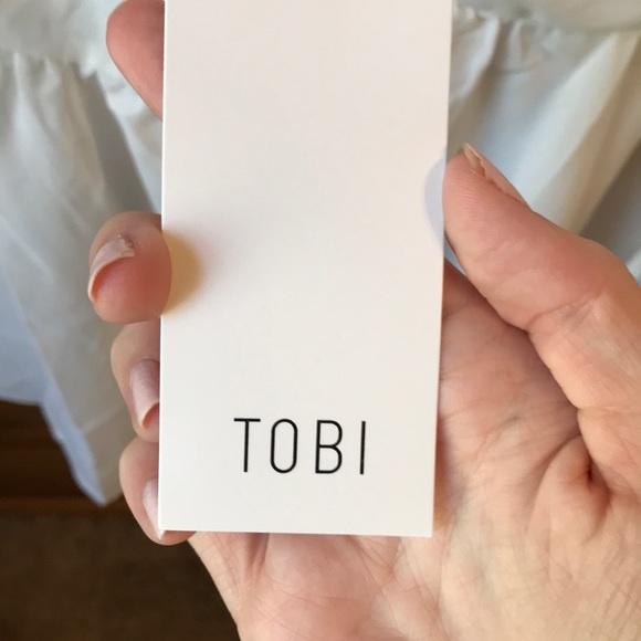 TOBI white top with flair sleeves & lace up back - Picture 4 of 4